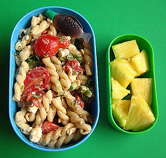 Pasta salad & pineapple lunch