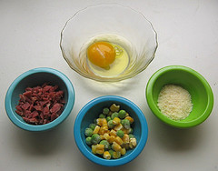 Ingredients for stovetop mini quiches