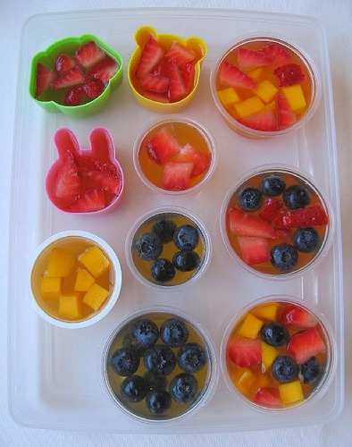 jello cups with fruit