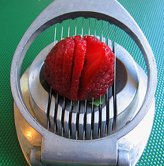 Strawberry in an egg slicer