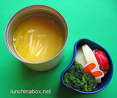 Chicken noodle soup lunch for preschooler