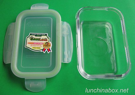 Tempered glass bento box (open)