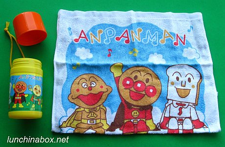 Anpanman oshibori hand towel and case