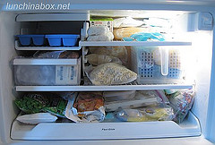 Freezer with organizer baskets