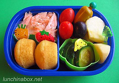 Salmon & mini muffin lunch for preschooler