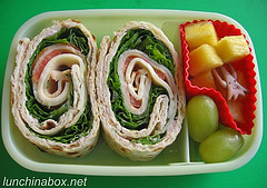 Turkey roll-up bento lunch for preschooler