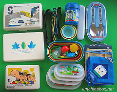 Bento lunch gear for a family vacation (unpacked)