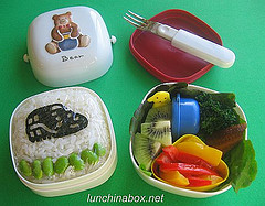 Train rice ball bento lunch for preschooler