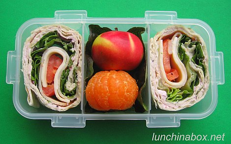 Miniature fruit & sandwich bento lunches