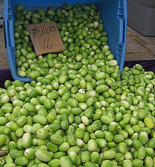 Immature kiwano melons at Alemany Farmers' Market
