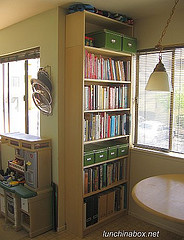 New kitchen bookcase after reorganization