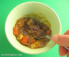 Mashing leftover curry for gyoza filling