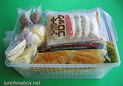 Freezer basket with bento food
