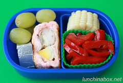 Baked chicken roll bento lunch for preschooler