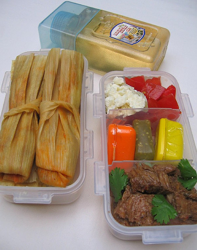 Homemade tamale lunch