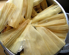 Tamales in the steamer