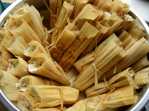 Tamales in the steamer