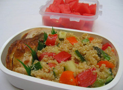 Quinoa salad and watermelon lunch