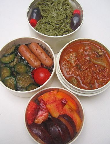 Zarusoba & kimchi soup lunch ãŠå¼å½“
