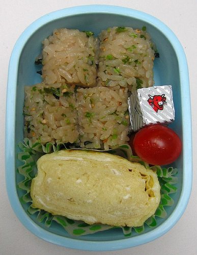Egg & onigiri lunch for toddler